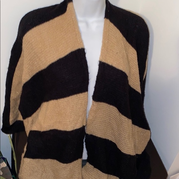 Tan black  striped cozy cardigan - Picture 3 of 12